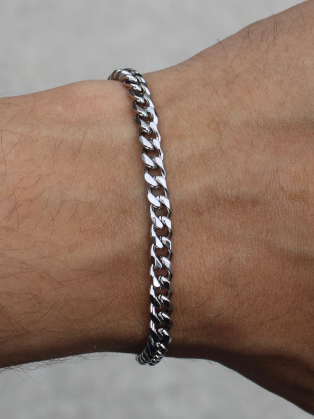 Stainless Steel Diamond Cut Curb Chain Bracelet-4mm